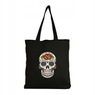 Torby i wózki na zakupy - Eko Torba na ramię Na Zakupy Shopper Torebka Czaszka Kwiaty boho Akwarela - miniaturka - grafika 1
