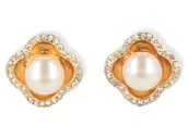 Kolczyki - Klipsy do uszu złote z dużą perłą - miniaturka - grafika 1