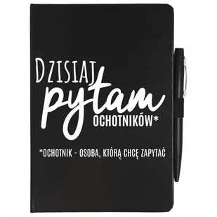 CZARNY NOTATNIK + DŁUGOPISE DZISIAJ PYTAM OCHOTNIKÓW Dla Nauczyciela Wzory - Notesy i bloczki - miniaturka - grafika 1