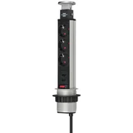 Listwy zasilające - Brennenstuhl Listwa zasilająca Steckdosenleiste Tower 3fach 2m versenkbar USB 1396200013 - miniaturka - grafika 1