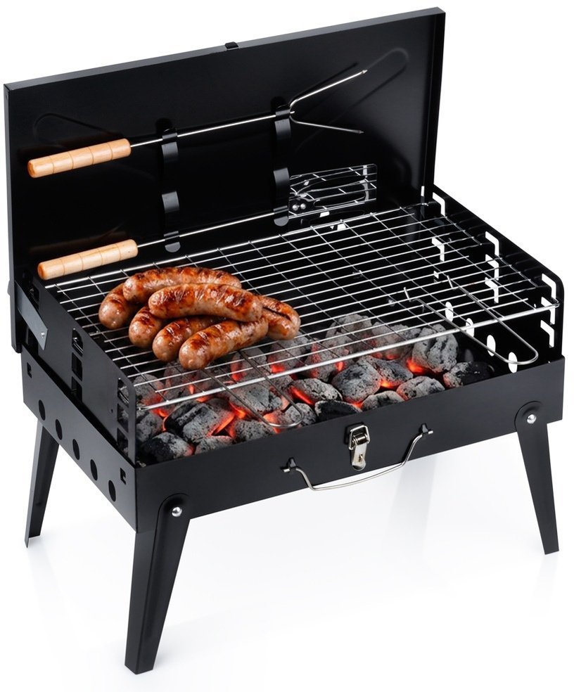 Vilde Grill węglowy składany przenośny walizka z przyborami 43x26x29 cm