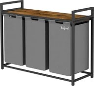 Kosze na bieliznę - Zelsius kosz na pranie 3 komory, szary, 92,5 x 33 x 72 cm, kosz na pranie z półką Kosz na brudną bieliznę - miniaturka - grafika 1