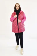 Moda i Uroda OUTLET - Lekka Kurtka Pikowana z Kapturem Fuksja 42 - miniaturka - grafika 1