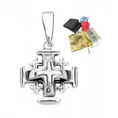 Dewocjonalia - Srebrny Krzyżyk Krzyż Jerozolimski Zawieszka Srebro 925 Wisiorek Religijny - miniaturka - grafika 1