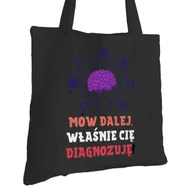 Torby i wózki na zakupy - Torba Bawełniana dla Psychologa Czarna Prezent ekologiczna Trwały Nadruk - miniaturka - grafika 1