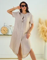 Sukienki - Royalfashion Lniana damska sukienka oversize-Uniwersalny - miniaturka - grafika 1
