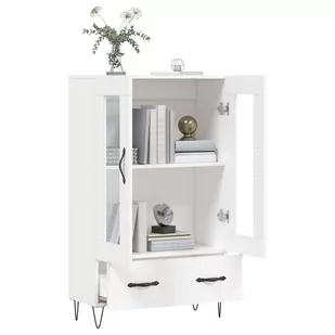 Wysoka szafka, biała, 69,5x31x115 cm, materiał drewnopochodny Lumarko! - Szafki do salonu - miniaturka - grafika 4