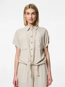 Bluzki damskie - Pieces Bluzka "Pia" w kolorze beżowym - miniaturka - grafika 1