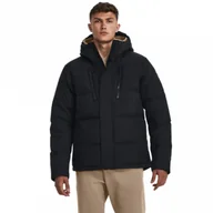 Kurtki męskie - Męska kurtka z puchem naturalnym Under Armour ColdGear Infrared Down Crinkle Jacket - czarna - miniaturka - grafika 1