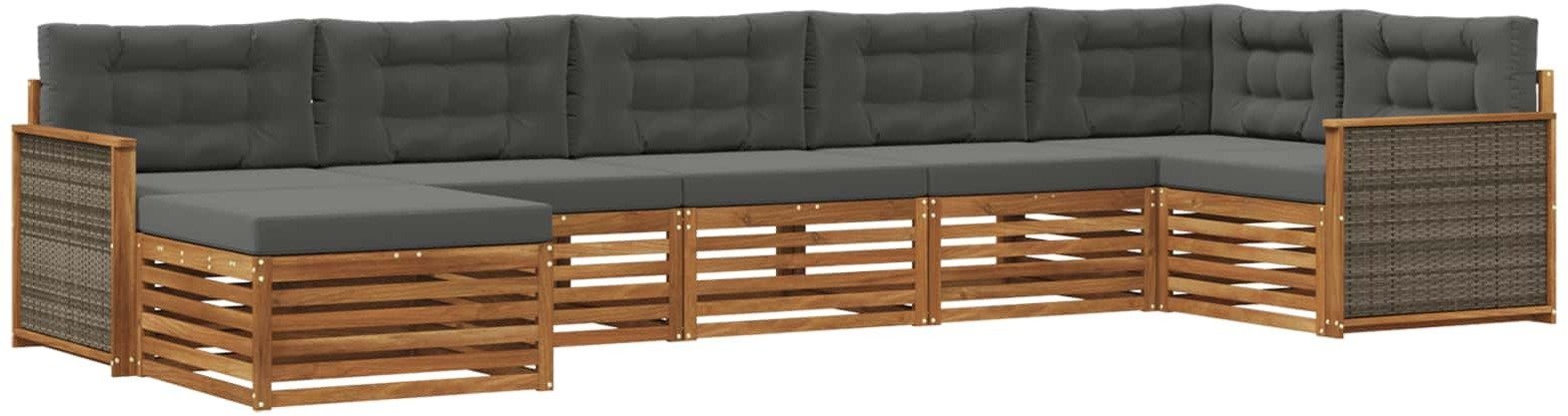 vidaXL Zestaw sof na zewnątrz z poduszką 7 pcs Naturalny i Antracytowy