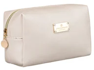 Kosmetyczki, organizery i kuferki - Elegancka mała kosmetyczka damska na suwak kremowa saszetka podróżna klasyczny prezent PETERSON - miniaturka - grafika 1