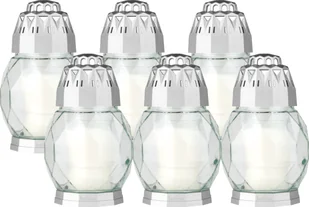 Znicz Szklany Bolsius 2D Diamond Srebrny 24H 6Szt. - Lampiony i znicze - miniaturka - grafika 1