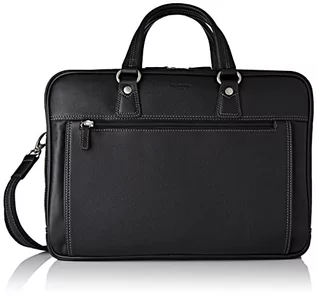 Torby męskie - Hexagona Paryż-Teczka dla mężczyzn-Kolekcja Comfort-Black-Cuffer-Leather Skin - 2 uchwyty Nieregulowane Business-Wielofunkcyjna torba biznesowa, 40 x wys. : 28 x gł. : 10 cm, czarny - grafika 1