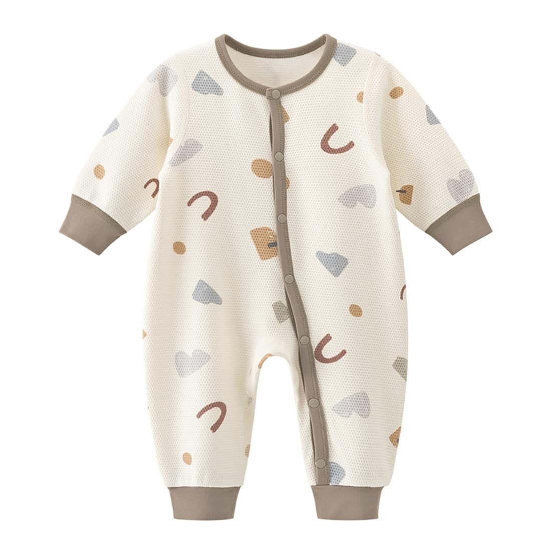 Kombinezon dla Noworodka Bawełniany Długi Rękaw Guziki Biały 6-9 miesięcy