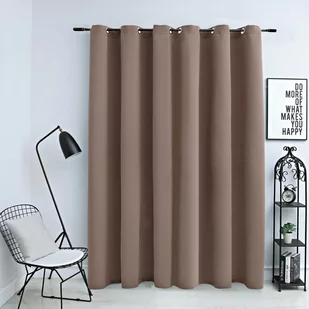 vidaXL Zasłona zaciemniająca z metalowymi kółkami, taupe, 290x245 cm Zasłona zaciemniająca z metalowymi kółkami, taupe, 290x245 cm - Zasłony - miniaturka - grafika 1