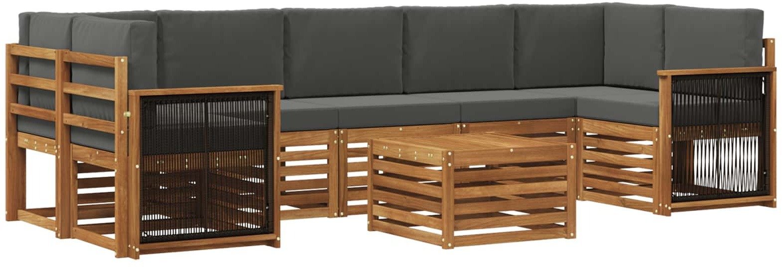vidaXL Zestaw sof na zewnątrz z poduszką 8 pcs Naturalny i Antracytowy