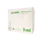 Meble i wyposażenie gabinetów medycznych - DicoNex Strzykawka DicoNex 3-częściowa Luer- Lock 100 szt. 3 ml |   NN-MZA-BLLB-003 - miniaturka - grafika 1