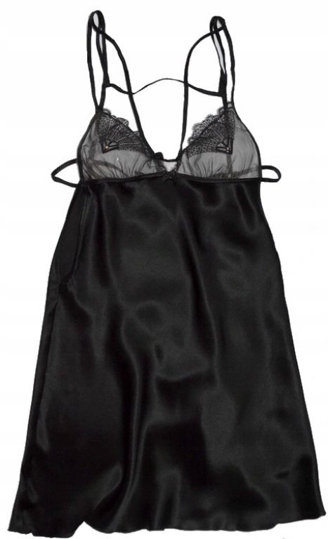 INTIMISSIMI Koszulka Halka JEDWAB NATURALNY CZARNA KORONKA 38/M