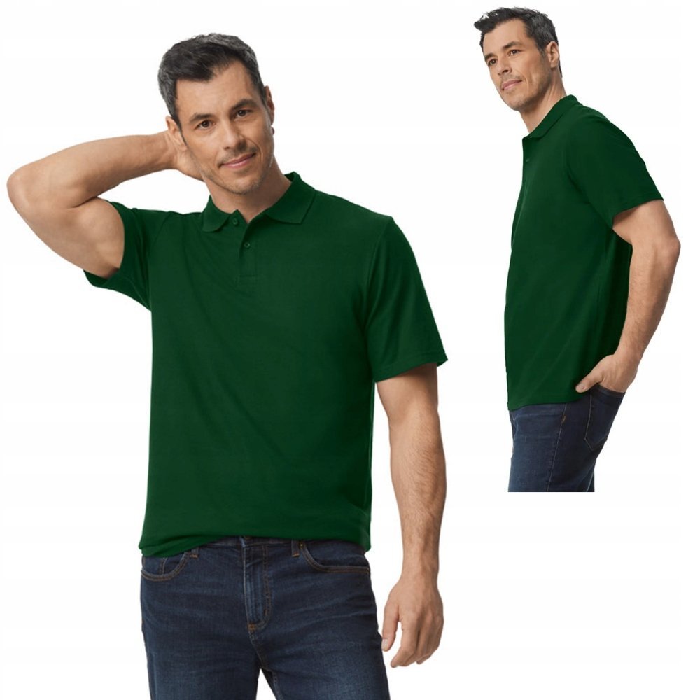 Koszulka POLO Polówka Męska BAWEŁNA Double Pique Gildan 64800 ZIELONY 4XL