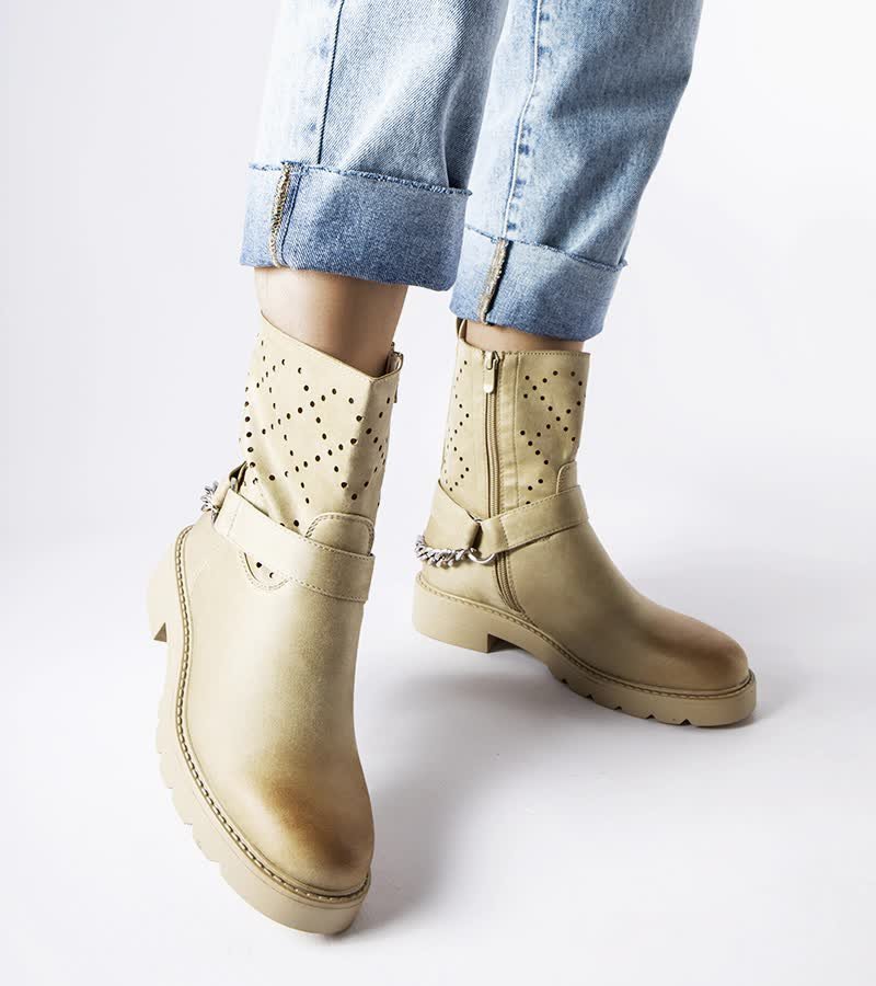 Zielone ażurowe botki z łańcuchem Procopio-40