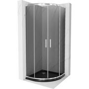 Kabiny prysznicowe - Mexen Rio kabina prysznicowa półokrągła 80x80 cm, grafit, chrom + brodzik Flat, czarny - miniaturka - grafika 1