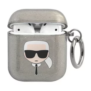 Apple Karl Lagerfeld Karl Lagerfeld Etui Karl Lagerfeld KLA2UKHGK AirPods cover czarny/black Glitter Karl`s Head KLD747BLK - Akcesoria do słuchawek - miniaturka - grafika 1