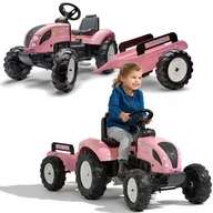 Jeździki dla dzieci - FALK Traktor Pink Country Star na Pedały z Przyczepką od 3 lat - miniaturka - grafika 1