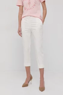 Spodnie damskie - Trussardi Spodnie damskie kolor biały proste high waist - grafika 1