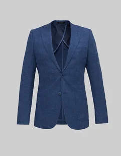 Męska marynarka casual almese niebieski slim fit - Marynarki męskie - miniaturka - grafika 1