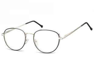 Owalne Okulary oprawki optyczne 918E czarno-srebrne - Okulary korekcyjne, oprawki, szkła - miniaturka - grafika 1