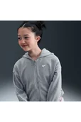 Bluzy dla dziewczynek - Dziewczęca dzianinowa bluza zkapturem Dri-FIT Nike - Szary - miniaturka - grafika 1