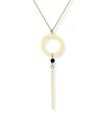 Naszyjniki - Naszyjnik srebrny pozłacany z kamieniem onyks - miniaturka - grafika 1