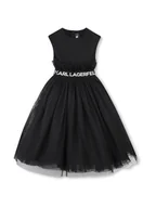 Sukienki i spódniczki dla dziewczynek - Karl Lagerfeld Kids Sukienka codzienna Z30467 S Czarny Regular Fit - miniaturka - grafika 1