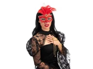 Dodatki do strojów karnawałowych - Maska karnawałowa czerwona - miniaturka - grafika 1