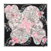 Apaszki i szaliki męskie - Damska chusta z jedwabiu w motyw kwiatowy czarno - różowa - miniaturka - grafika 1