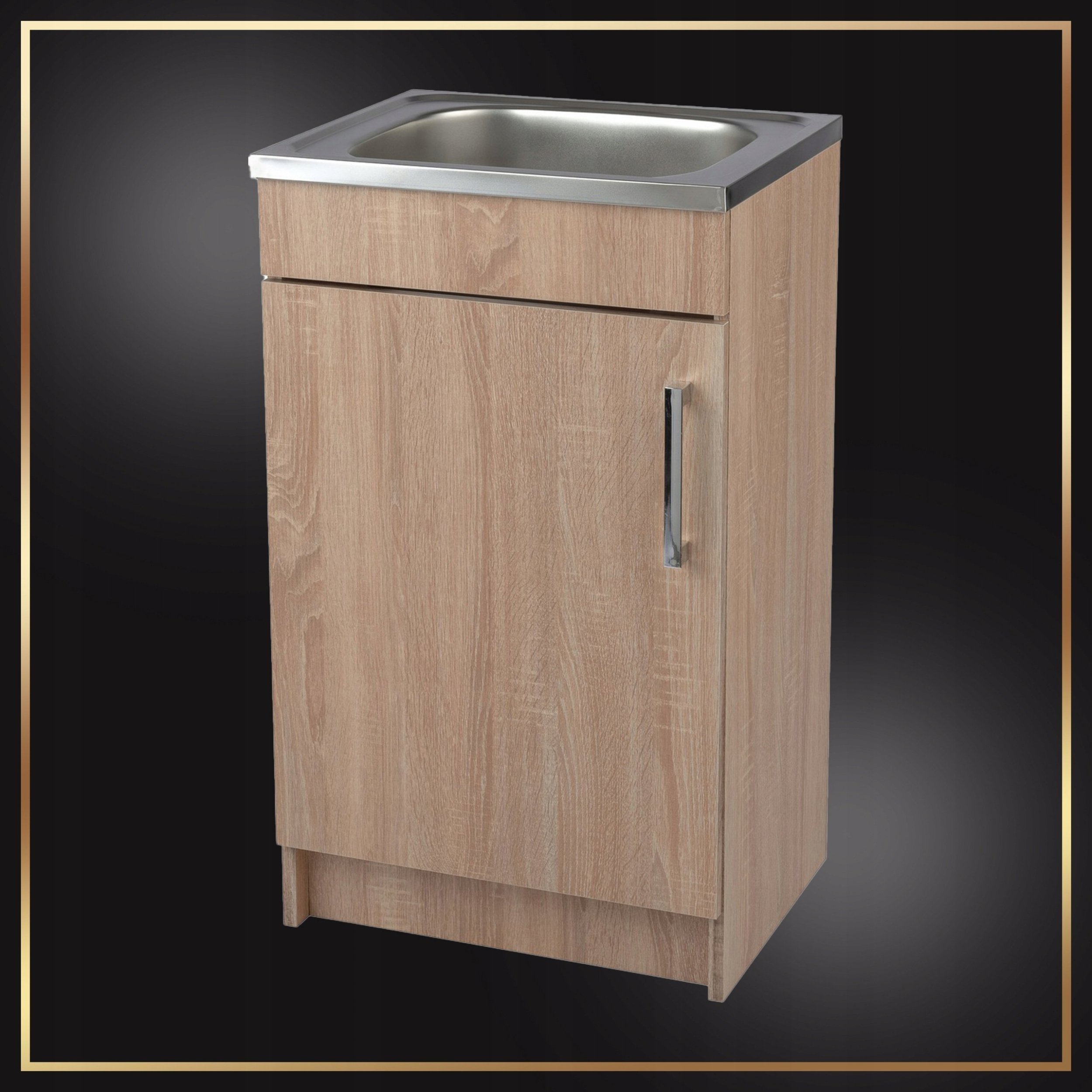 Szafka Kuchenna Sonoma 50 Slim Zlew Bateria Beż Elastycz Syfon do Zmywarki