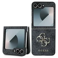 Etui i futerały do telefonów - Guess GUHCZF64GMGGR Z Flip6 F741 czarny/black Leather 4G Metal Logo - miniaturka - grafika 1