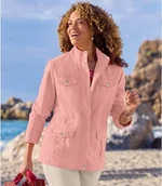 Kurtki damskie - Różowa, letnia kurtka safari Kobieta Atlas For Men - Kolor : Różowy - Rozmiar : 36/38 - miniaturka - grafika 1