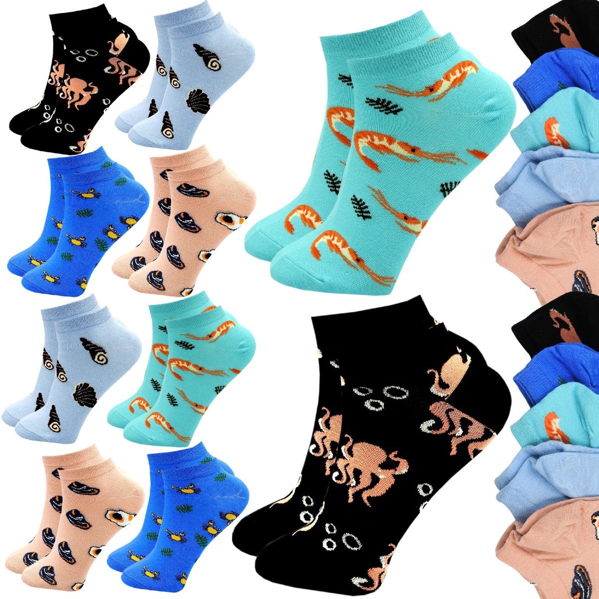 10 x Skarpety Damskie Krótkie Skarpetki Bawełniane Stopki Kolorowe 35/38