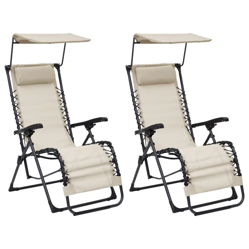 vidaXL Składane krzesła tarasowe 2 szt. tworzywo textilene kremowe 312472