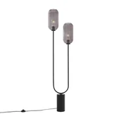 Lampy stojące - QAZQA Lampa podłogowa Art Deco czarna z dymionym szkłem 2-punktowa - Rid - miniaturka - grafika 1
