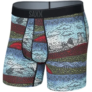 Bokserki męskie trekkingowe / sportowe z rozporkiem SAXX QUEST Boxer Brief Fly fale górskie - niebieskie - Majtki męskie - miniaturka - grafika 1