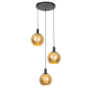 QAZQA Designerska lampa wisząca czarna ze złotym szkłem 3-punktowa - Bert - Lampy sufitowe - miniaturka - grafika 1