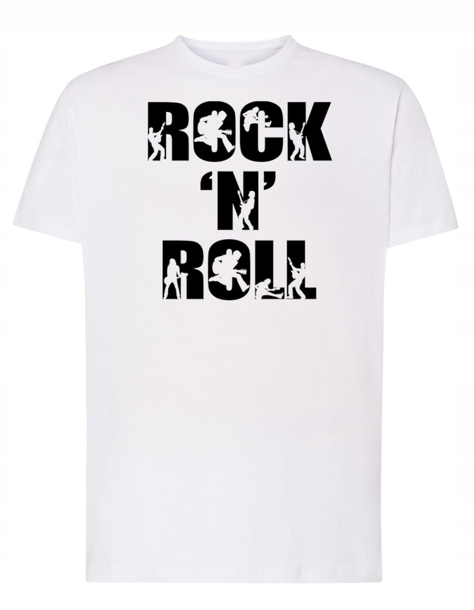 T-Shirt męski nadruk napis Rock'n Roll r.5XL