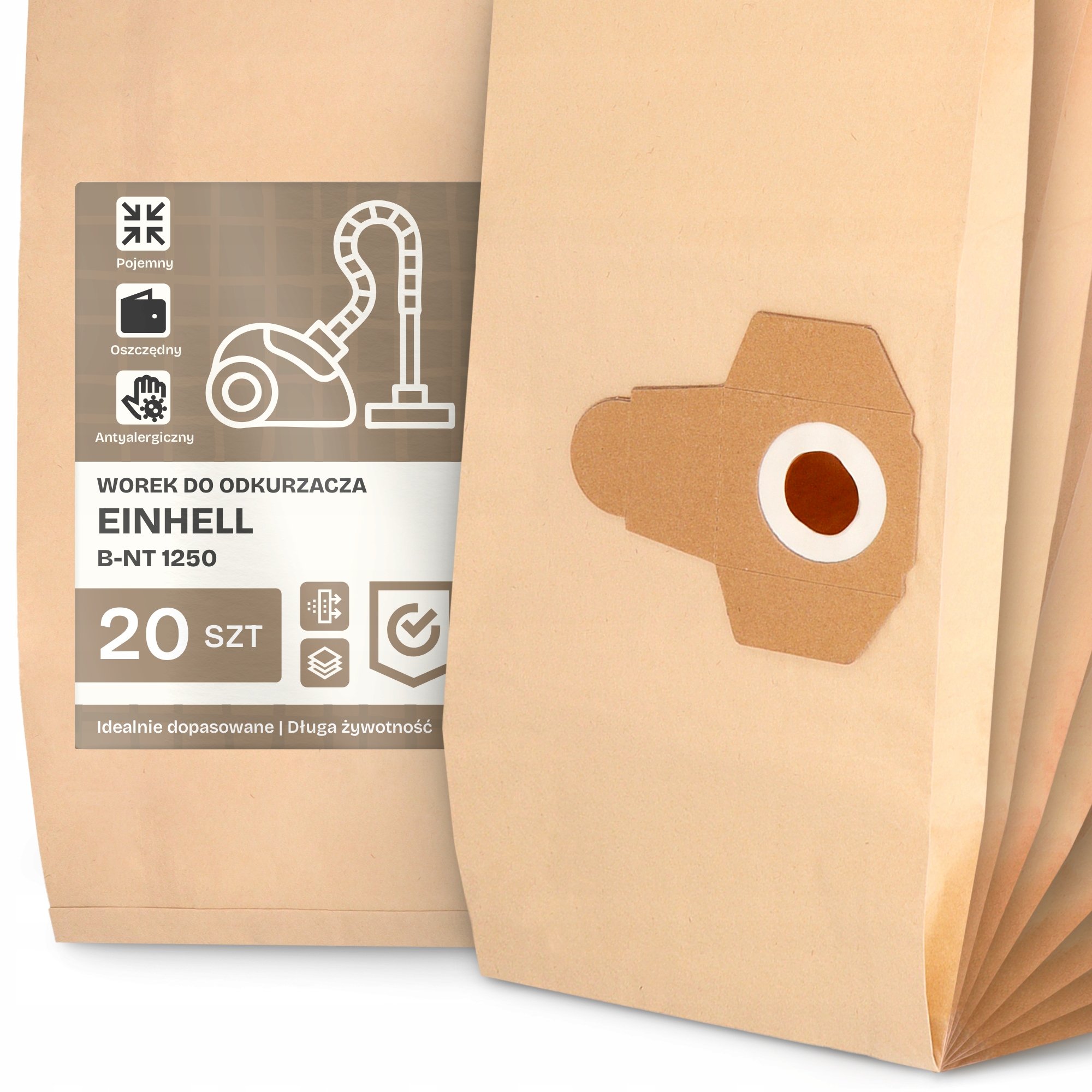 20x Worek do Odkurzacza Einhell B-nt 1250 Papierowy Duży Mocny Worki 2A