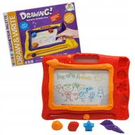 Zabawki kreatywne - Wielki Kolorowy Znikopis 40 X 31 Cm Zestaw do Rysowania 2w1 Pieczątki - miniaturka - grafika 1