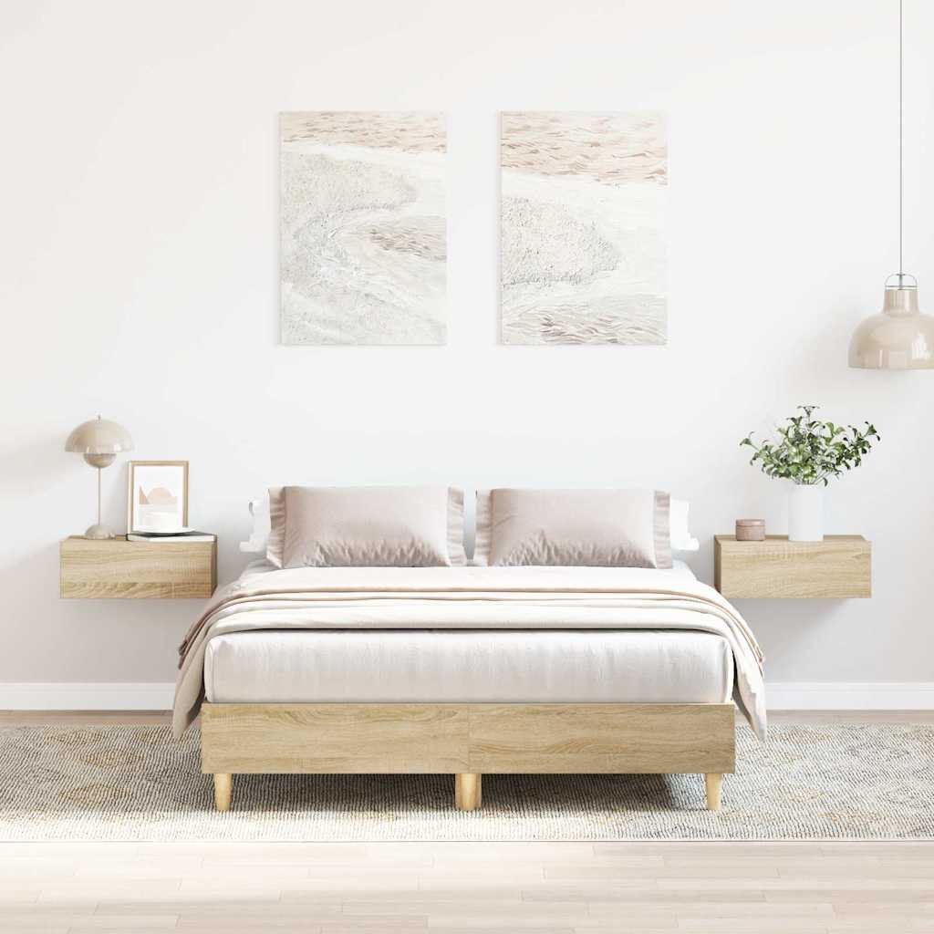 Rama łóżka bez materaca Dąb Sonoma 120x200 cm Drewno klejone