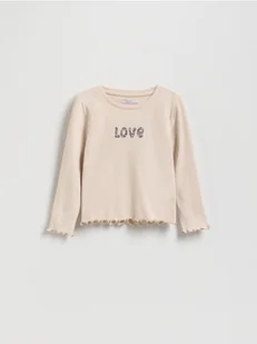 Reserved - Prążkowana koszulka z nadrukiem - kremowy - Bluzki dla niemowląt - miniaturka - grafika 1