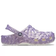 Klapki i japonki damskie - Klapki Crocs Classic Iridescent Geometric Clog 209841-100 - fioletowe - miniaturka - grafika 1