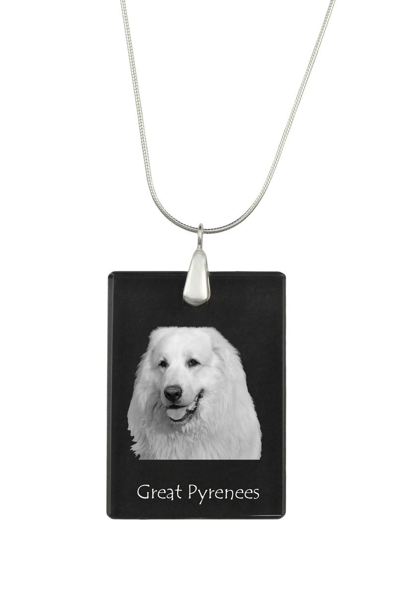 Pirenejski pies górski, Great pyrenees - kryształowa zawieszka z psem, srebrny naszyjnik ze zdjęciem, personalizowany wisiorek marki Art-Dog